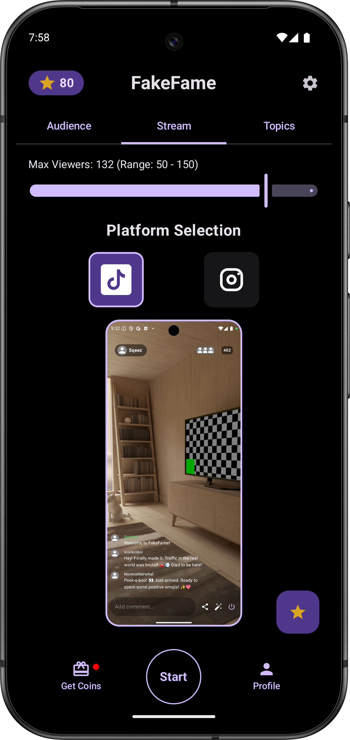 FakeFame app screenshot 1